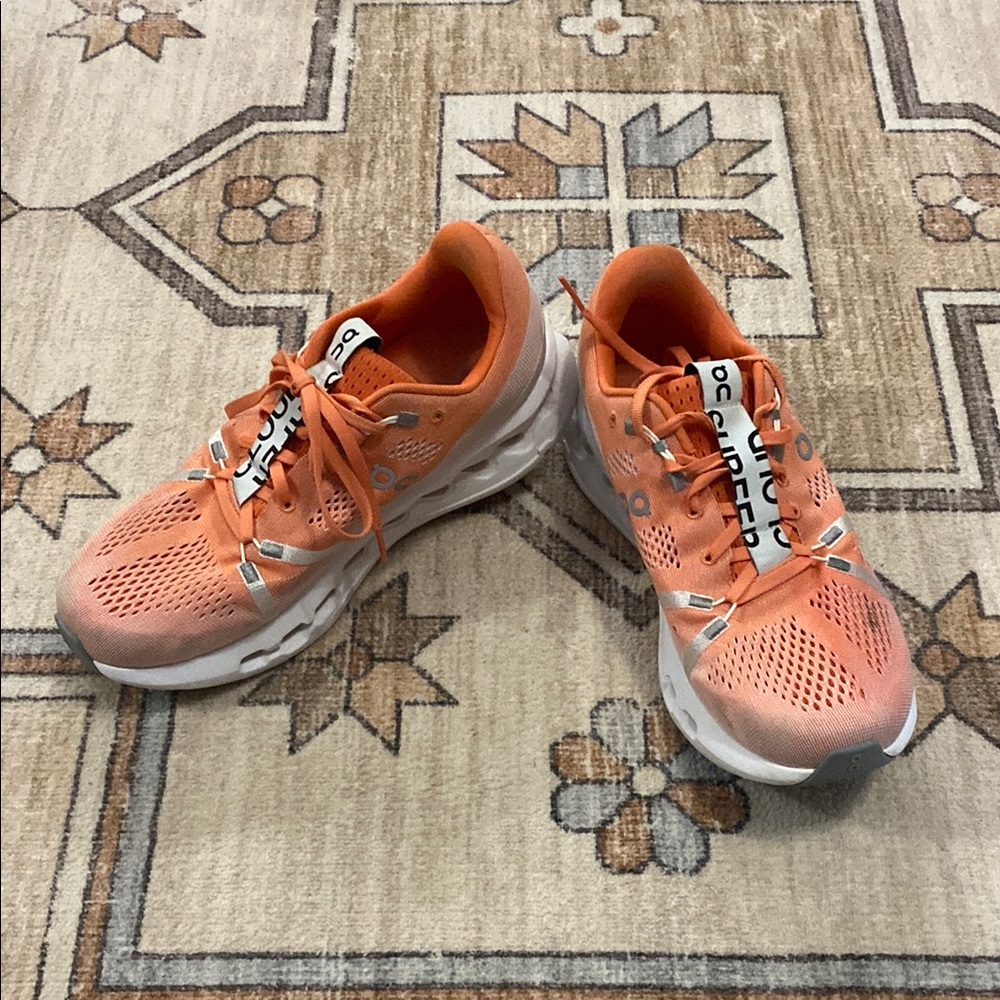 On Running Orange Athletic Shoes Modern Mesh Design